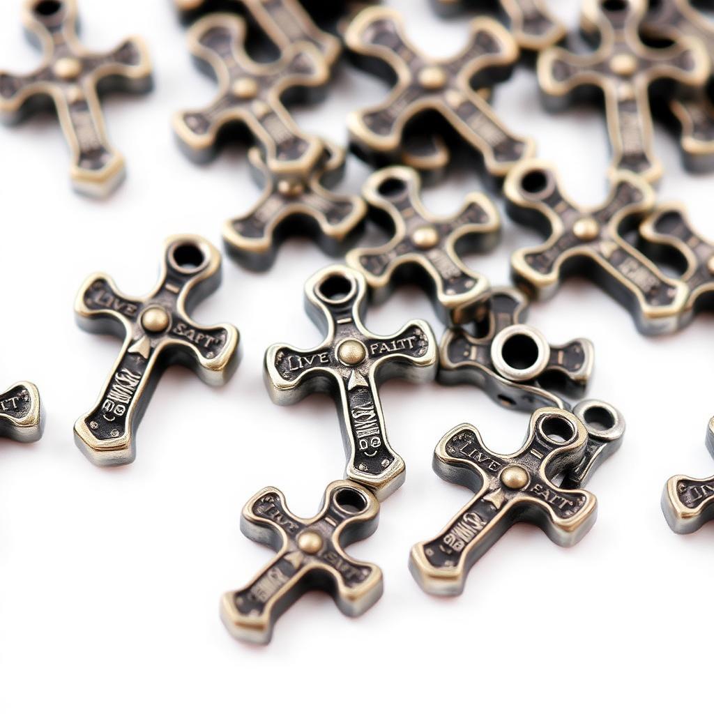 16x10mm Live By Faith Cross Beads 2-hole