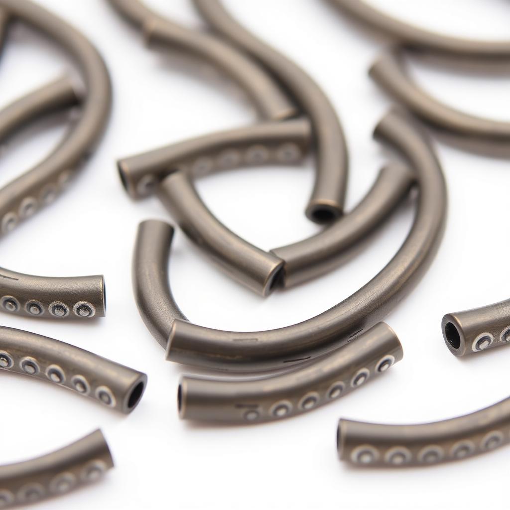 30mm Curved Noodle Beads - Gun Metal - 25 pcs.