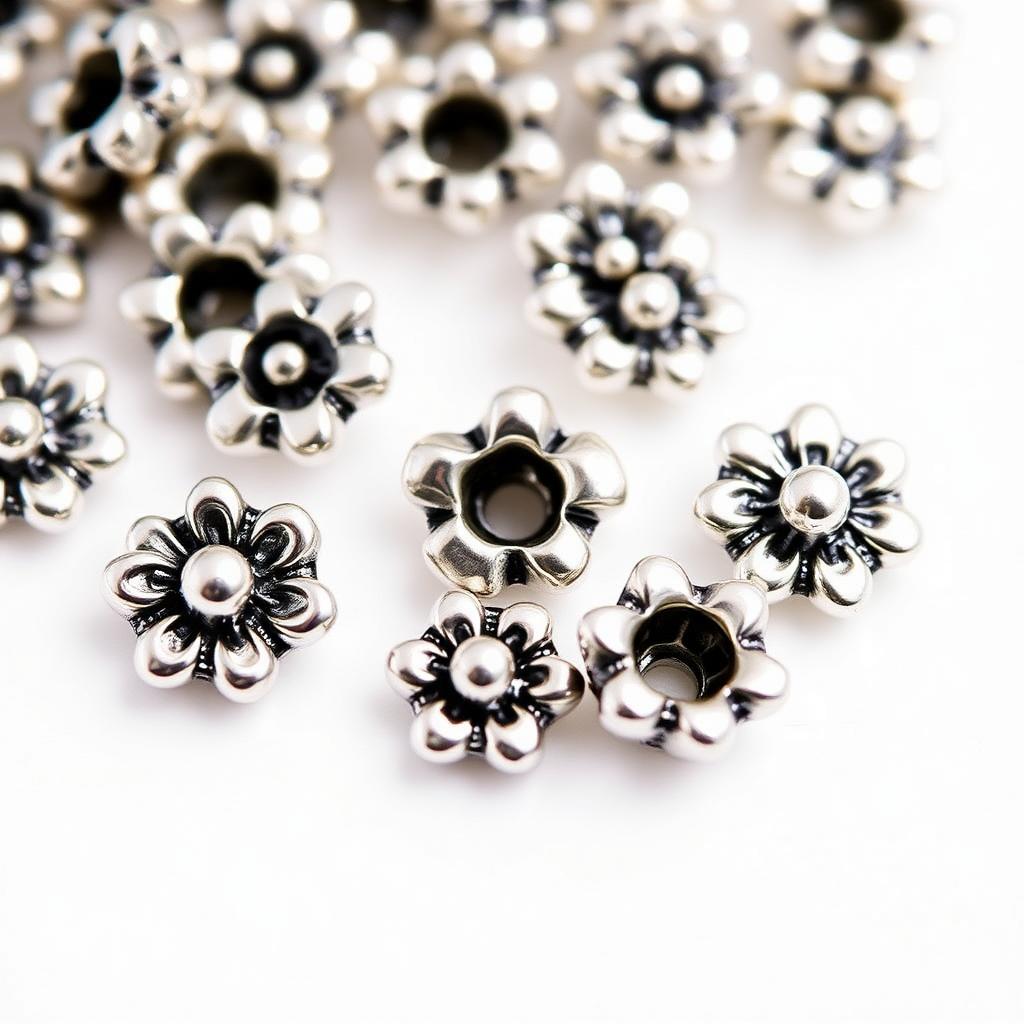 8mm Silver Base Metal Flower Cap (50 pcs.)